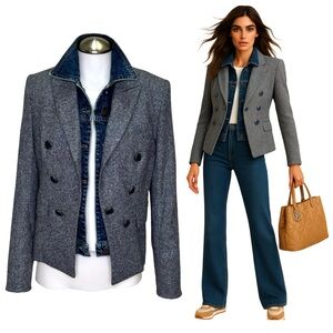 $695 VERONICA BEARD Dickey Jacket DIEGO Blue Womens Cropped Blazer Sz 2